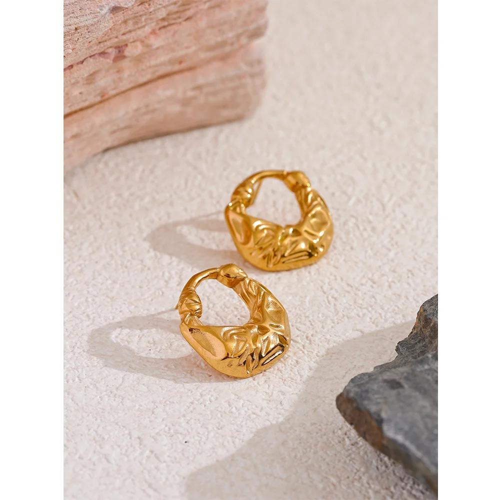 Isalene  YH3688A Yhpup Bag Shape Creative Stainless Steel Metal Statement Stud Earrings 18K Gold Color Plated High Quality Unusual Jewelry