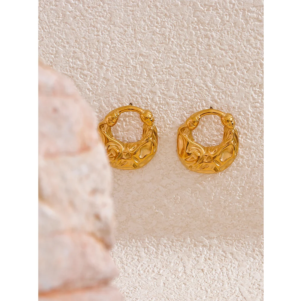 Isalene  YH3688A Yhpup Bag Shape Creative Stainless Steel Metal Statement Stud Earrings 18K Gold Color Plated High Quality Unusual Jewelry