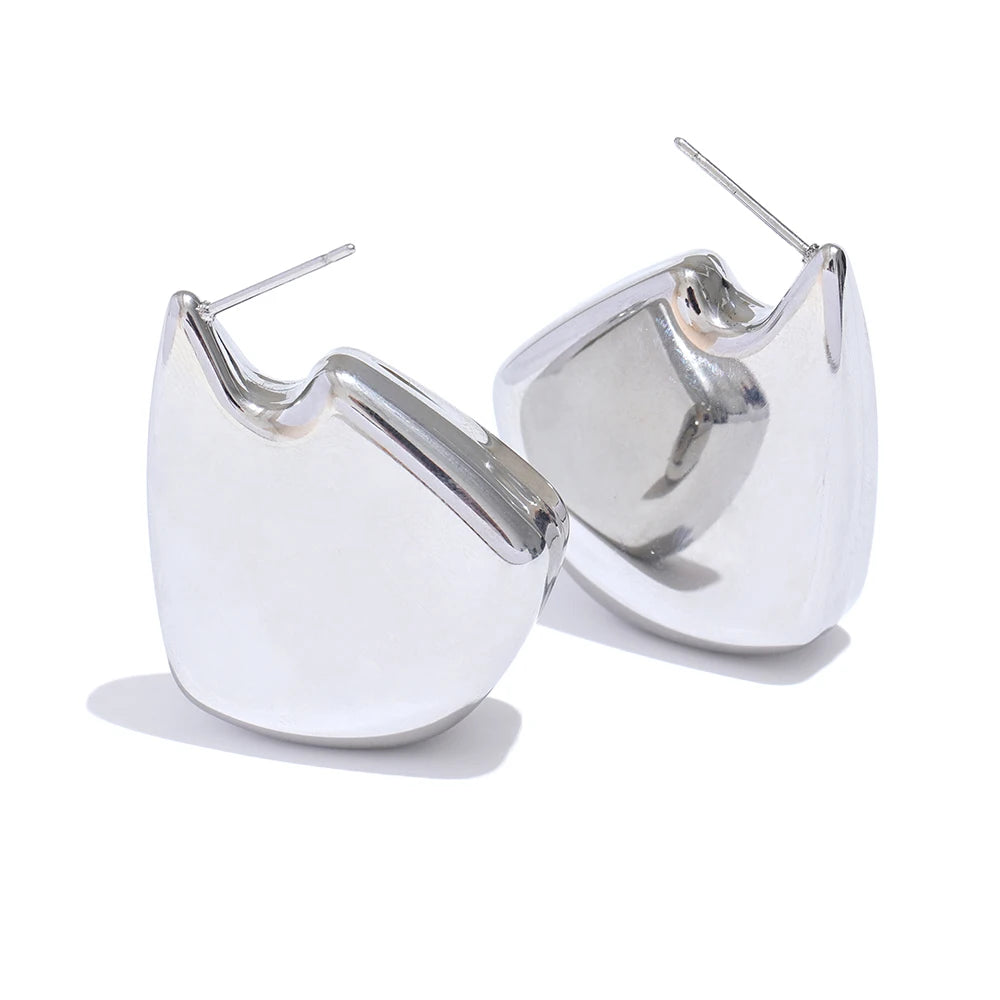 Isalene  YH3818A Steel Yhpup Stylish Exclusive Stainless Steel Thick Geometric Unusual Earrings for Women Prevent Allergy Texture Charm Daily Jewelry