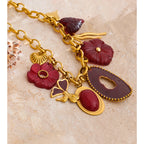 Isalene  YH433A Yhpup Red Resin Flower Charm Pendant Necklace 18K Golden PVD Plated Stainless Steel Statement New Arrivals Collar Jewelry 2025