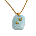 Isalene  YH4592A Amazonite Yhpup Natural Stone Amazonite Amethyst Pink Quartz Star Moon Rectangle Pendant Necklace Stainless Steel French Jewelry Gift