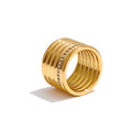 Isalene  YH5280A / 6 Yhpup 18K PVD Plated Inlaid Zirconia Layered Round Wide Ring 316L Stainless Steel Popular 2025 Jewelry Accessories Gift