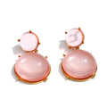 Isalene  YH5784A Pink Yhpup Khaki Green Color Acrylic Resin Round Drop Earrings Hot Style Popular Modern Jewelry Water Resistant