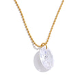 Isalene  YH7677A Gold Yhpup AAA Shiny Bling Cubic Zirconia Oval Necklace Pendant Stainless Steel Chain Collar Premium Jewelry Waterproof