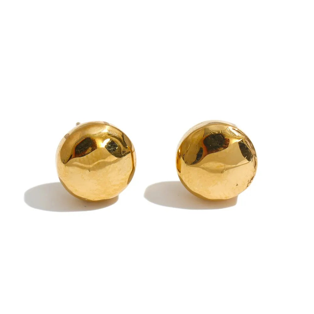 Isalene  YH8425A Gold Yhpup 8*8mm Stainless Steel Round Small Stud Earrings for All Occasions Versatile Daily Minimalist Casual Women Jewelry