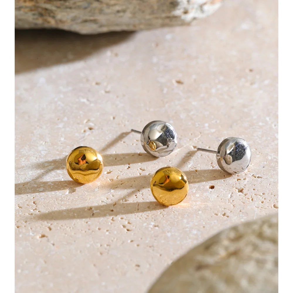 Isalene  Yhpup 8*8mm Stainless Steel Round Small Stud Earrings for All Occasions Versatile Daily Minimalist Casual Women Jewelry